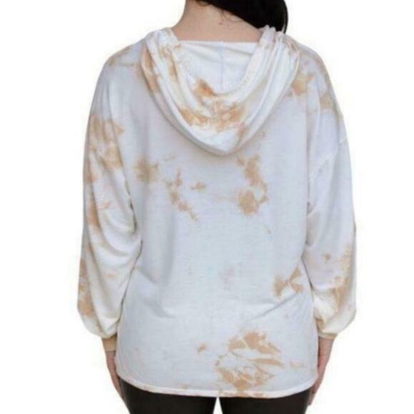 Found Los Angeles Dreamer Tie Dye High Low Hoodie Rose Taupe Large - Picture 2 of 3